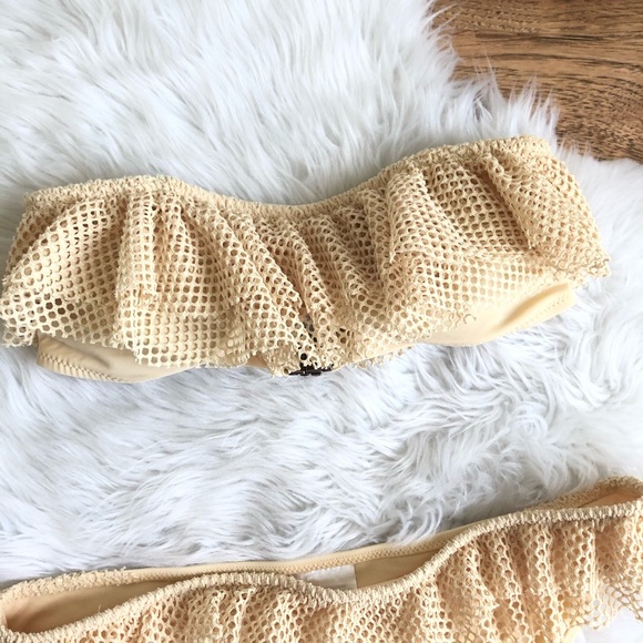 Ruffled Yellow Bandeau Bikini Swim Suit Ba… - Picture 2 of 6